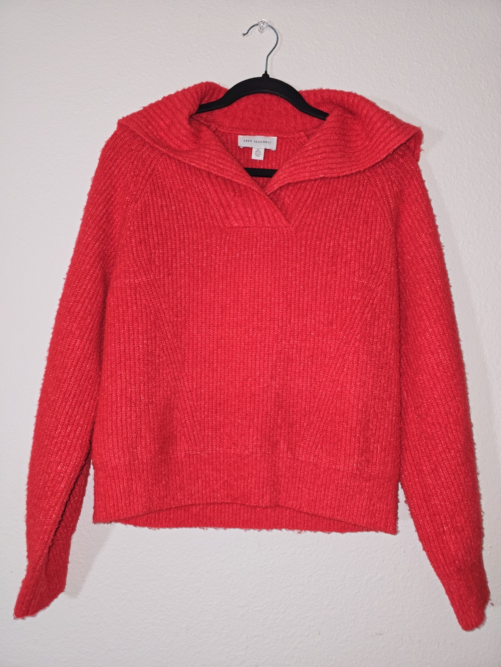 Evereve Red Ribbed Cowl-Neck Sweater